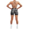imageSUUKSESS Women Seamless Workout Sets Strappy Sports Bra High Waist Booty Shorts Outfits1 Black Grey Tie Dye