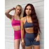 imageSUUKSESS Women Seamless Workout Sets Strappy Sports Bra High Waist Booty Shorts Outfits1 Blue
