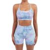 imageSUUKSESS Women Seamless Workout Sets Strappy Sports Bra High Waist Booty Shorts Outfits1 Candy Tie Dye