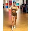 imageSUUKSESS Women Seamless Workout Sets Strappy Sports Bra High Waist Booty Shorts Outfits1 Dark Coffee