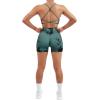 imageSUUKSESS Women Seamless Workout Sets Strappy Sports Bra High Waist Booty Shorts Outfits1 Deep Green Tie Dye