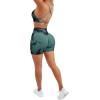 imageSUUKSESS Women Seamless Workout Sets Strappy Sports Bra High Waist Booty Shorts Outfits1 Deep Green Tie Dye
