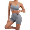 imageSUUKSESS Women Seamless Workout Sets Strappy Sports Bra High Waist Booty Shorts Outfits1 Grey Blue
