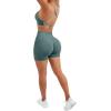 imageSUUKSESS Women Seamless Workout Sets Strappy Sports Bra High Waist Booty Shorts Outfits1 Light Blue