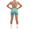 imageSUUKSESS Women Seamless Workout Sets Strappy Sports Bra High Waist Booty Shorts Outfits1 Light Green