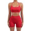 imageSUUKSESS Women Seamless Workout Sets Strappy Sports Bra High Waist Booty Shorts Outfits1 Red
