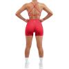 imageSUUKSESS Women Seamless Workout Sets Strappy Sports Bra High Waist Booty Shorts Outfits1 Red