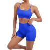imageSUUKSESS Women Seamless Workout Sets Strappy Sports Bra High Waist Booty Shorts Outfits1 Royal Blue