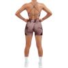 imageSUUKSESS Women Seamless Workout Sets Strappy Sports Bra High Waist Booty Shorts Outfits1 Wine Red Tie Dye