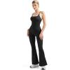 imageSUUKSESS Women Sexy Backless Ribbed Flare Jumpsuit Sleeveless One Piece Bodycon31 Black