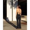 imageSUUKSESS Women Sexy Backless Ribbed Flare Jumpsuit Sleeveless One Piece Bodycon31 Black