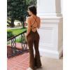 imageSUUKSESS Women Sexy Backless Ribbed Flare Jumpsuit Sleeveless One Piece Bodycon31 Brown