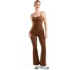 imageSUUKSESS Women Sexy Backless Ribbed Flare Jumpsuit Sleeveless One Piece Bodycon31 Brown