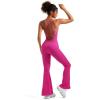imageSUUKSESS Women Sexy Backless Ribbed Flare Jumpsuit Sleeveless One Piece Bodycon31 Hot Pink