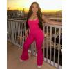 imageSUUKSESS Women Sexy Backless Ribbed Flare Jumpsuit Sleeveless One Piece Bodycon31 Hot Pink
