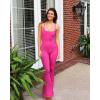 imageSUUKSESS Women Sexy Backless Ribbed Flare Jumpsuit Sleeveless One Piece Bodycon31 Hot Pink