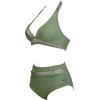 imageSUUKSESS Women Sexy High Waist Bikini Sets Mesh Tummy Control 2 Piece Swimsuits50 Army Green