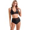 imageSUUKSESS Women Sexy High Waist Bikini Sets Mesh Tummy Control 2 Piece Swimsuits50 Black