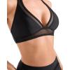 imageSUUKSESS Women Sexy High Waist Bikini Sets Mesh Tummy Control 2 Piece Swimsuits50 Black