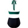 imageSUUKSESS Women Sexy High Waist Bikini Sets Mesh Tummy Control 2 Piece Swimsuits50 Green Black