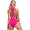 imageSUUKSESS Women Sexy High Waist Bikini Sets Mesh Tummy Control 2 Piece Swimsuits50 Hot Pink