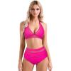 imageSUUKSESS Women Sexy High Waist Bikini Sets Mesh Tummy Control 2 Piece Swimsuits50 Hot Pink