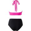 imageSUUKSESS Women Sexy High Waist Bikini Sets Mesh Tummy Control 2 Piece Swimsuits50 Hot Pink Black