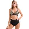 imageSUUKSESS Women Sexy High Waist Bikini Sets Mesh Tummy Control 2 Piece Swimsuits50 Leopard