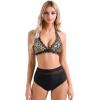 imageSUUKSESS Women Sexy High Waist Bikini Sets Mesh Tummy Control 2 Piece Swimsuits50 Leopard