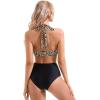 imageSUUKSESS Women Sexy High Waist Bikini Sets Mesh Tummy Control 2 Piece Swimsuits50 Leopard