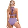 imageSUUKSESS Women Sexy High Waist Bikini Sets Mesh Tummy Control 2 Piece Swimsuits50 Purple