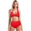 imageSUUKSESS Women Sexy High Waist Bikini Sets Mesh Tummy Control 2 Piece Swimsuits50 Red