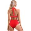imageSUUKSESS Women Sexy High Waist Bikini Sets Mesh Tummy Control 2 Piece Swimsuits50 Red