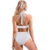 imageSUUKSESS Women Sexy High Waist Bikini Sets Mesh Tummy Control 2 Piece Swimsuits50 White