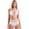 imageSUUKSESS Women Sexy High Waist Bikini Sets Mesh Tummy Control 2 Piece Swimsuits50 White
