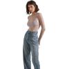 imageSUUKSESS Women Sexy Mesh Sheer Long Sleeve Tops Mock Neck Going Out Lace ShirtsGrey Purple