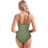 imageSUUKSESS Women Sexy Mesh Tummy Control Swimsuit Push Up High Waisted Bathing Suit10 Army Green