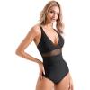 imageSUUKSESS Women Sexy Mesh Tummy Control Swimsuit Push Up High Waisted Bathing Suit10 Black