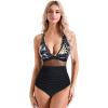 imageSUUKSESS Women Sexy Mesh Tummy Control Swimsuit Push Up High Waisted Bathing Suit10 Blackpink Floral