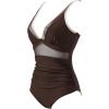 imageSUUKSESS Women Sexy Mesh Tummy Control Swimsuit Push Up High Waisted Bathing Suit10 Brown White