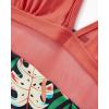 imageSUUKSESS Women Sexy Mesh Tummy Control Swimsuit Push Up High Waisted Bathing Suit10 Coral Pink Leaf