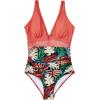 imageSUUKSESS Women Sexy Mesh Tummy Control Swimsuit Push Up High Waisted Bathing Suit10 Coral Pink Leaf