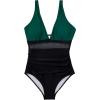 imageSUUKSESS Women Sexy Mesh Tummy Control Swimsuit Push Up High Waisted Bathing Suit10 Green Black