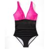 imageSUUKSESS Women Sexy Mesh Tummy Control Swimsuit Push Up High Waisted Bathing Suit10 Hot Pink Black