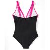imageSUUKSESS Women Sexy Mesh Tummy Control Swimsuit Push Up High Waisted Bathing Suit10 Hot Pink Black