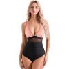 imageSUUKSESS Women Sexy Mesh Tummy Control Swimsuit Push Up High Waisted Bathing Suit10 Pink Black