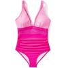 imageSUUKSESS Women Sexy Mesh Tummy Control Swimsuit Push Up High Waisted Bathing Suit10 Pink Color Block