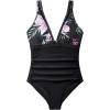 imageSUUKSESS Women Sexy Mesh Tummy Control Swimsuit Push Up High Waisted Bathing Suit10 Tropical Floral Black