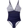 imageSUUKSESS Women Sexy Mesh Tummy Control Swimsuit Push Up High Waisted Bathing Suit10 White Blue Stripe