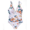 imageSUUKSESS Women Sexy Mesh Tummy Control Swimsuit Push Up High Waisted Bathing Suit10 White Floral